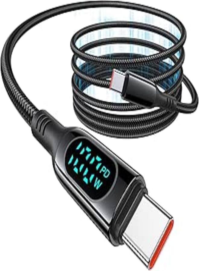 USB C Cable, DC01 Magnetic 100W/5A PD Fast Charging USB C to USB C Cable, LED Display Type C Charger Cable for iPhone 16/16 Pro/16 Pro Max, iPad Pro/Mini, MacBook Air/Pro, Kindle (3.3ft)